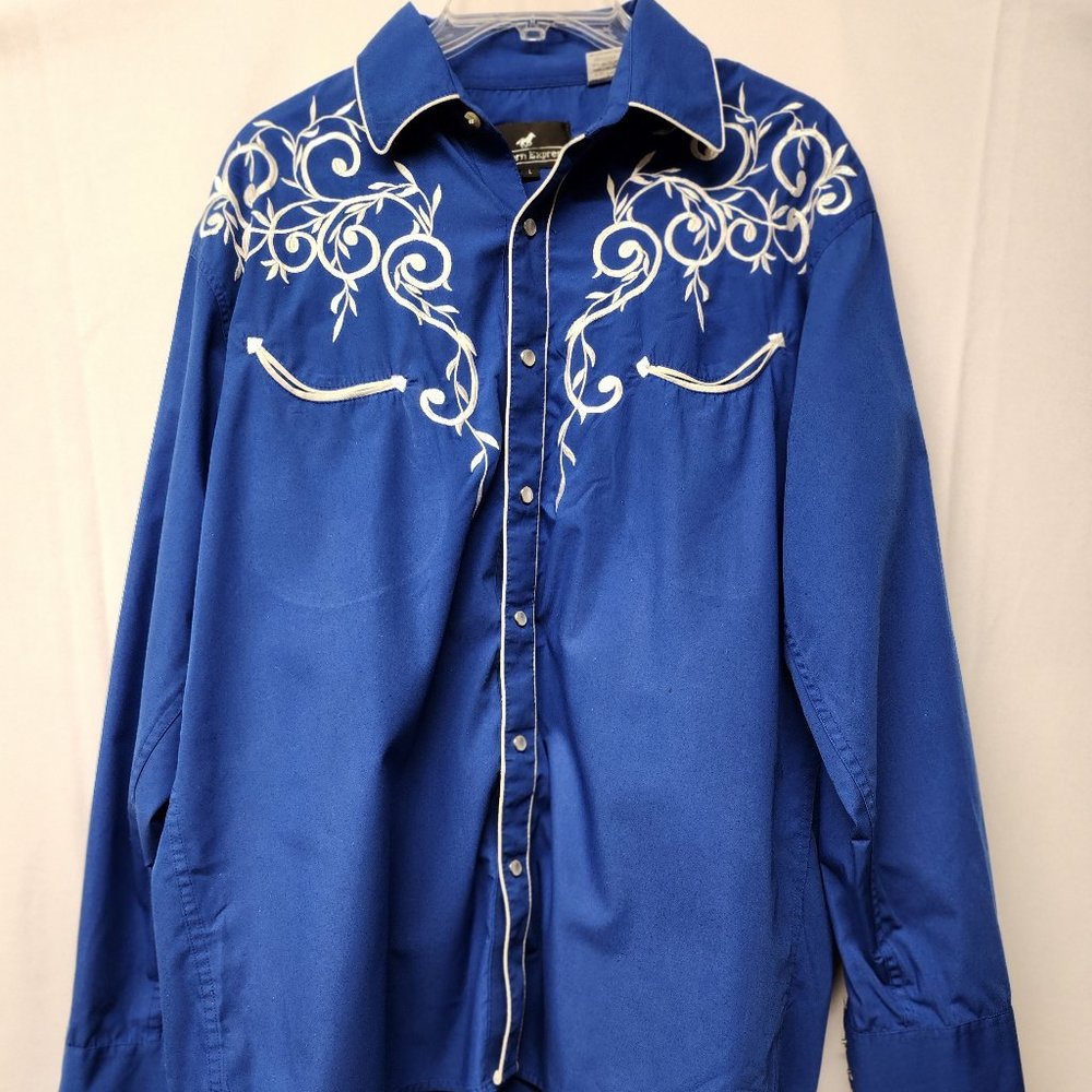 Western Express Blue Embroidered Shirt